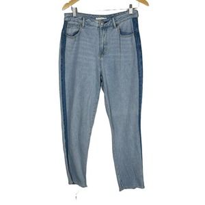 Pacsun Mom Jean Raw Hem Two Tone Denim Light Wash Women's 28 100% Cotton
